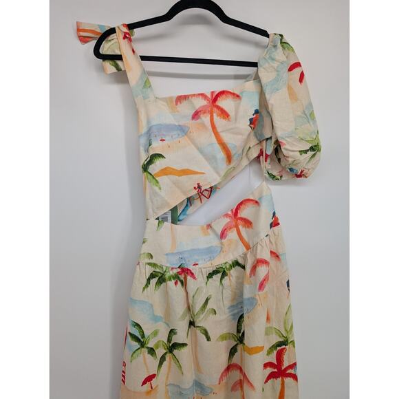 NWT Farm Rio Copacabana Linen Blend Cutout Midi Dress size S #1F460 - Picture 5 of 13